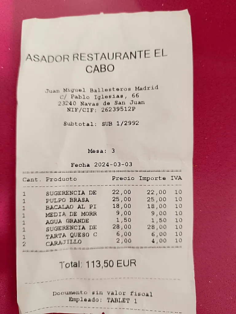 Santi_Asador Restaurante El Cabo_Navas de San Juan_review