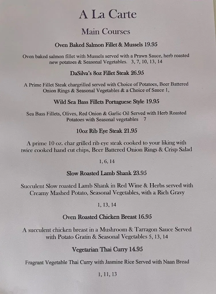 Menu_Da Silva's Restaurant Quesada_Quesada_image_1