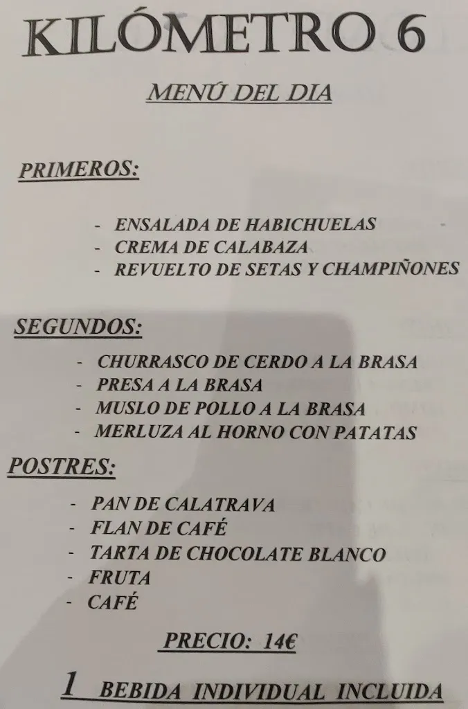 Menü_Restaurante Kilómetro 6_Pozo Alcón_Bild_3