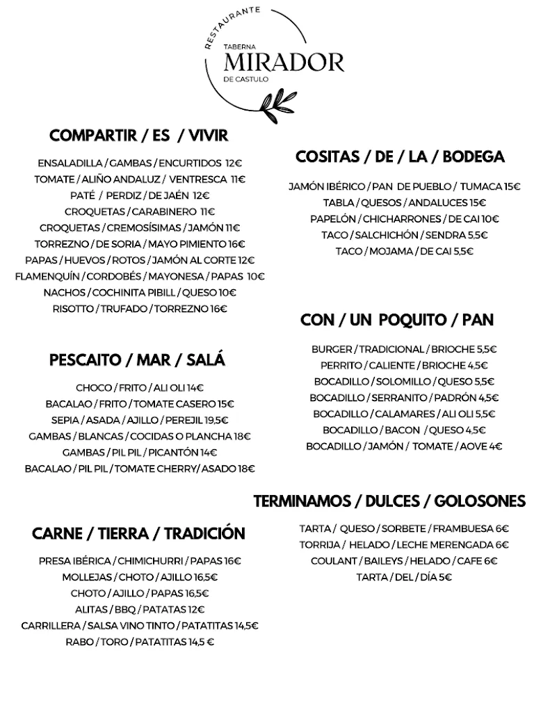 Menu_Taberna Restaurante Mirador de Cástulo_Torreblascopedro_image_3