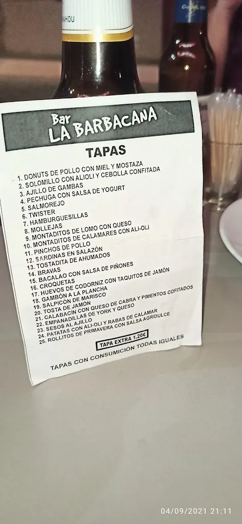 Menu_Bar La Barbacana_Santisteban del Puerto_image_3