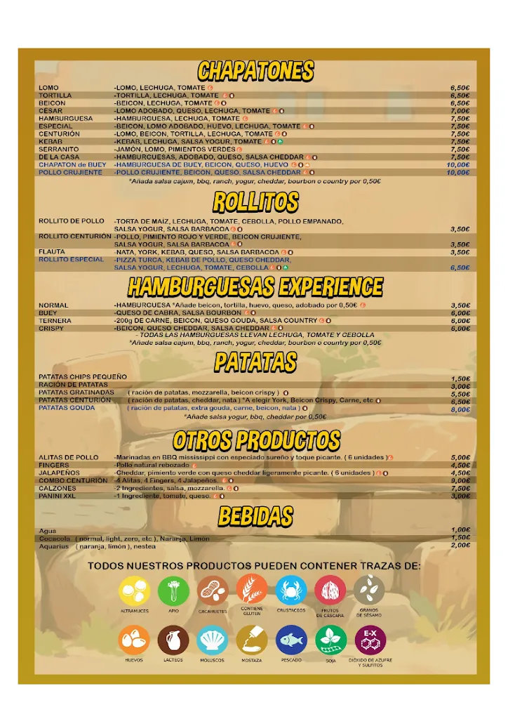 Menu_PIZZERIA CENTURIÓN TORREDELCAMPO_Torre del Campo_immagine_2