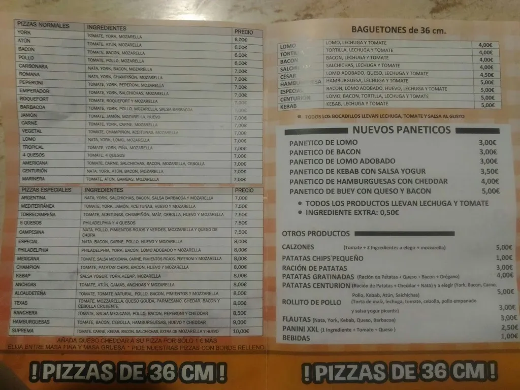 Menu_PIZZERIA CENTURIÓN TORREDELCAMPO_Torre del Campo_immagine_3