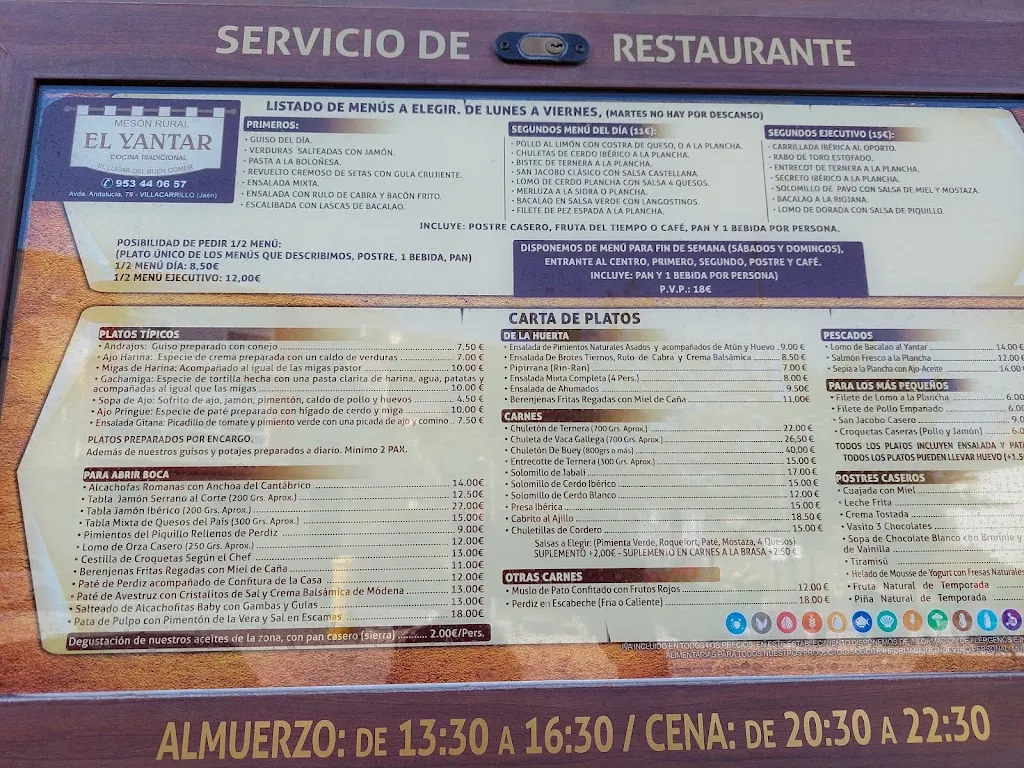 Menu_Mesón Rural el Yantar_Villacarrillo_image_2