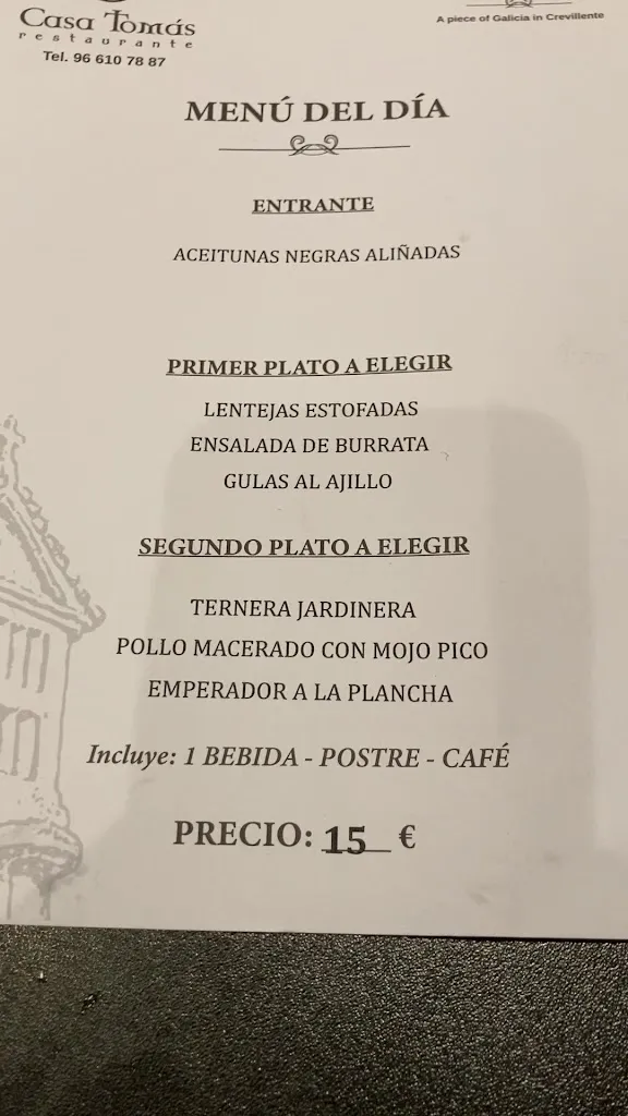 Menu_Casa Tomás Restaurante Crevillente | Alicante_Crevillent_image_1