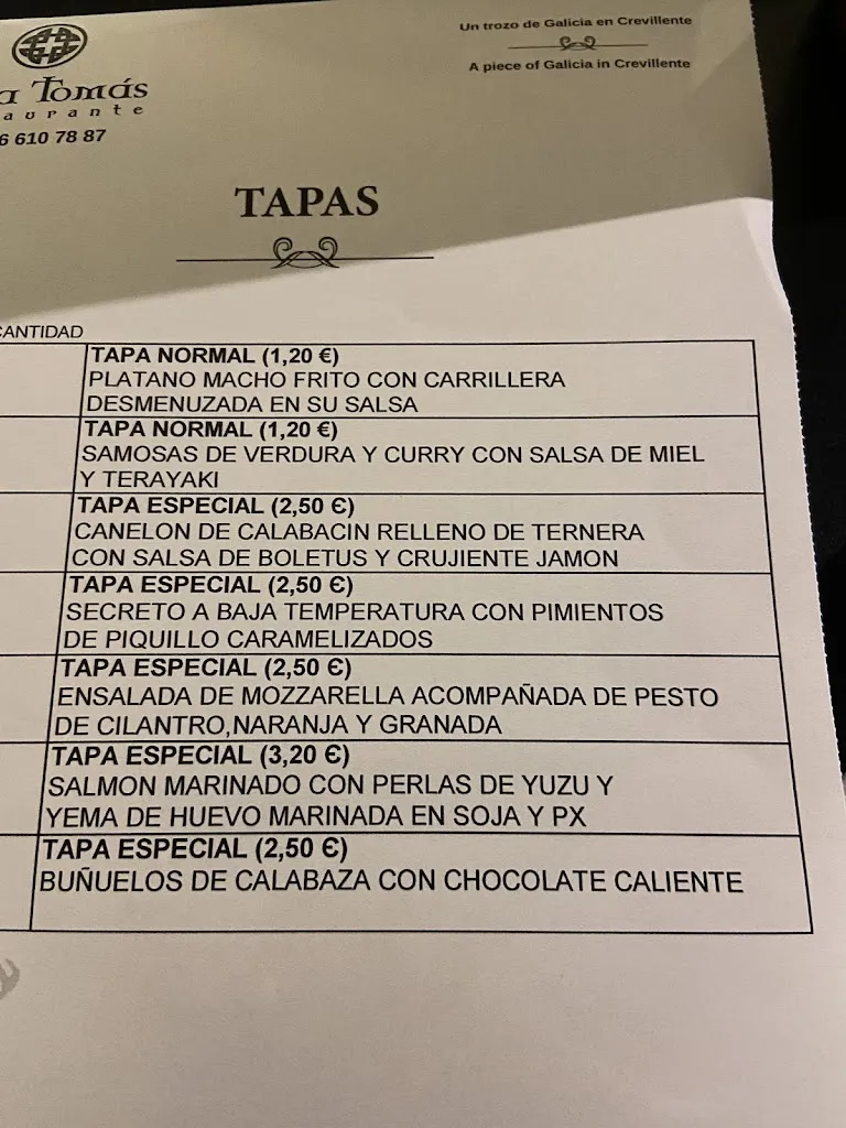 Menu_Casa Tomás Restaurante Crevillente | Alicante_Crevillent_image_2