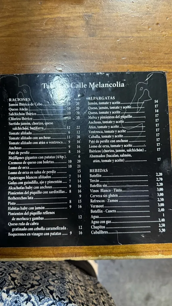 Menu_Taberna Calle Melancolía_Úbeda_image_1