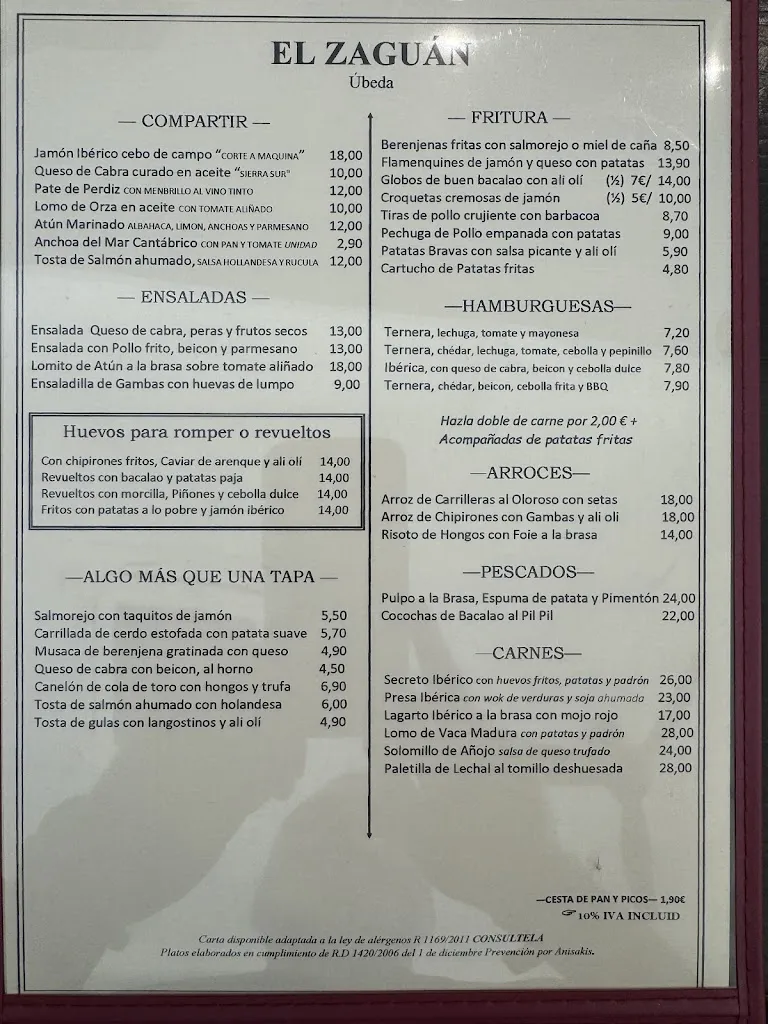 Menu_El Zaguán_Úbeda_image_1