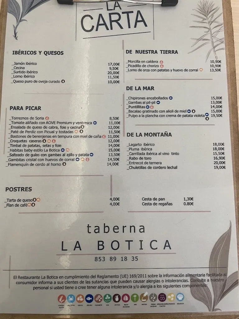 Menu_Taberna La Botica_Úbeda_immagine_1