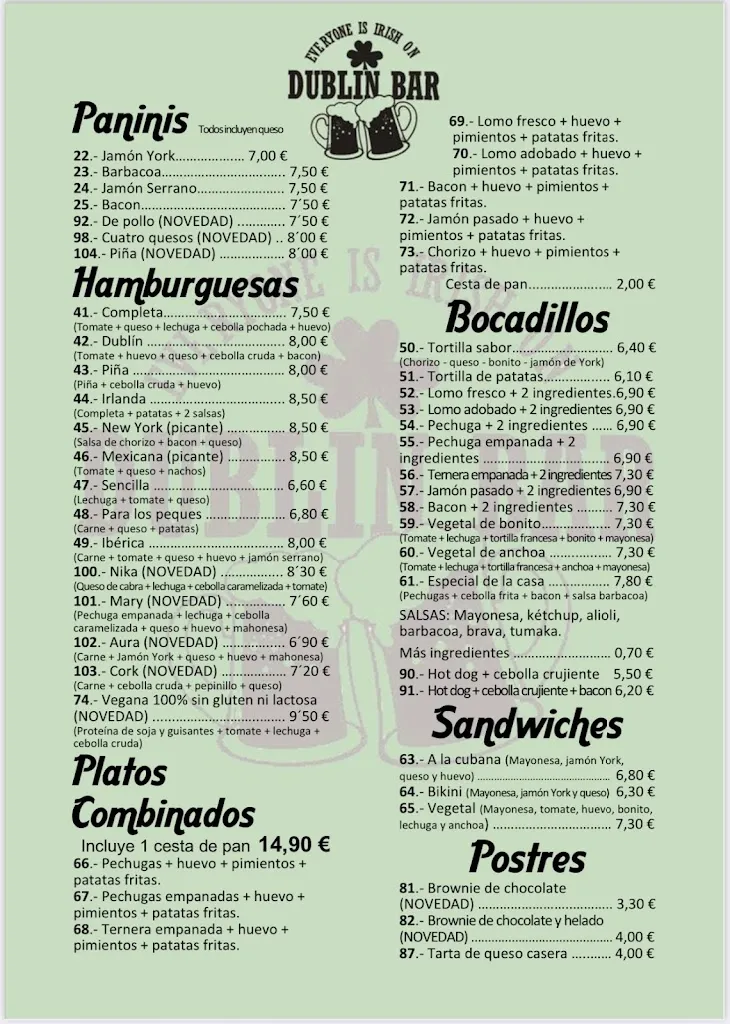 Menu_Dublin Bar Restaurante_Autol_image_1