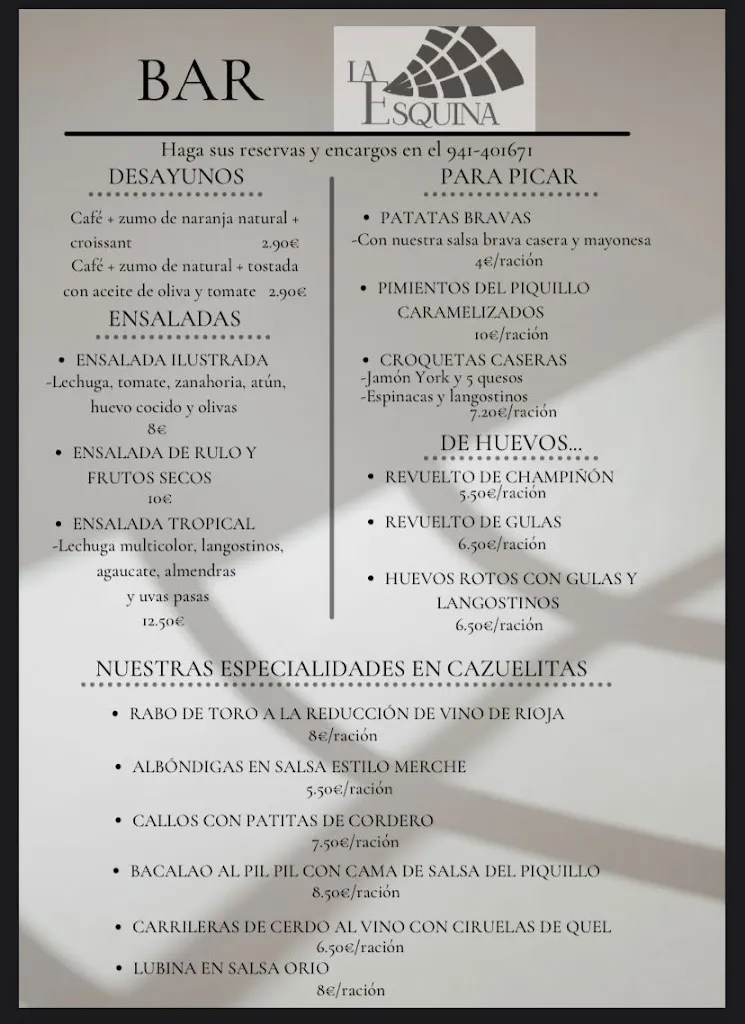 Menu_Bar La Esquina, el rincón de Merche_Arnedo_image_2