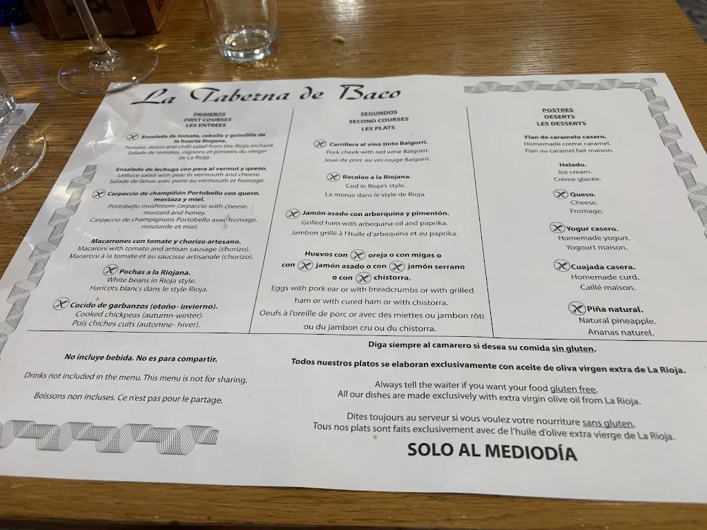 Menu_La Taberna de Baco_Logroño_immagine_1
