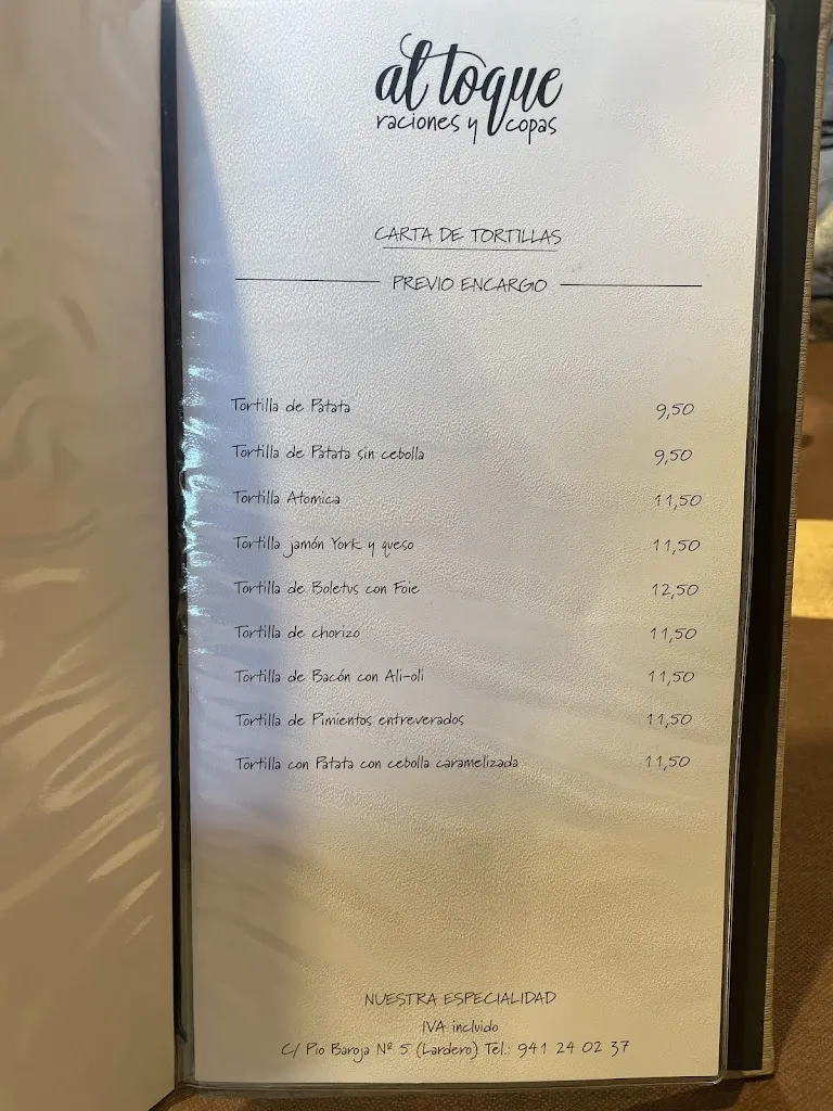 Menu_Al Toque Villa Patro Tortillas, raciones y copas_Lardero_image_1