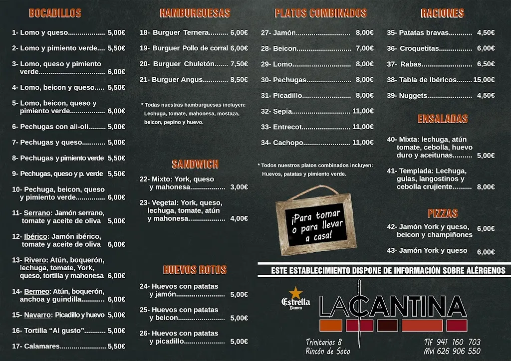 Menu_Bar La Cantina_Rincón de Soto_image_1