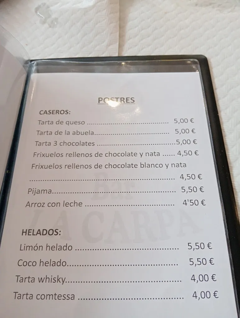 Menu_Bar La Carpa_Zarratón_image_3
