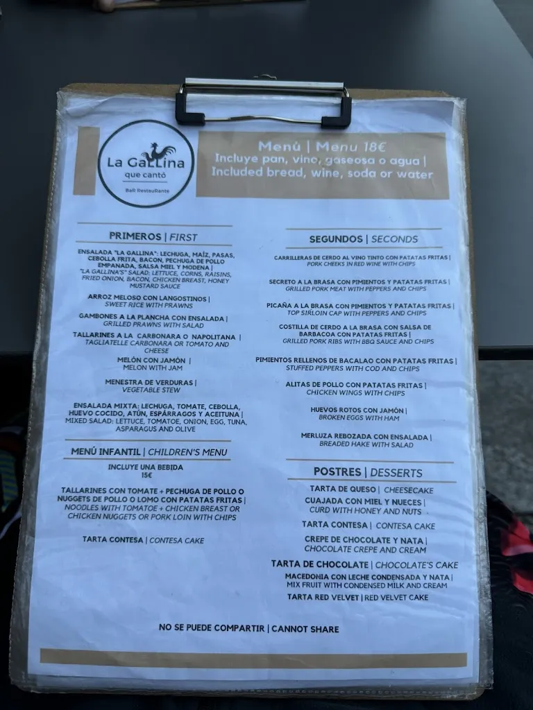 Menu_Restaurante La Gallina que cantó_Santo Domingo de la Calzada_image_1