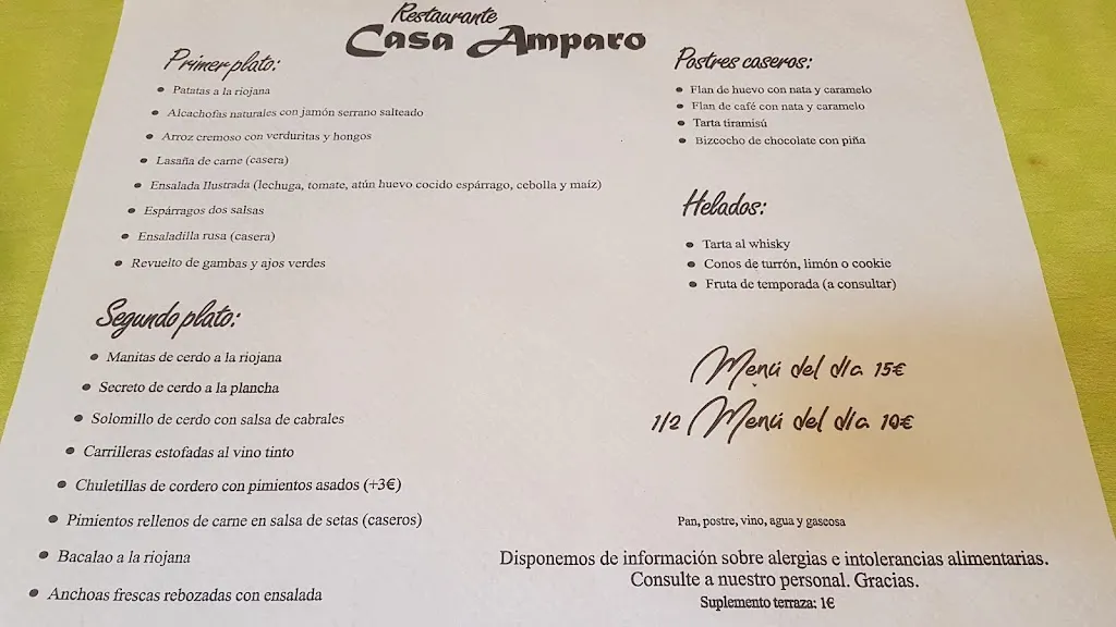 Menu_Bar Restaurante Casa Amparo_Santo Domingo de la Calzada_immagine_1