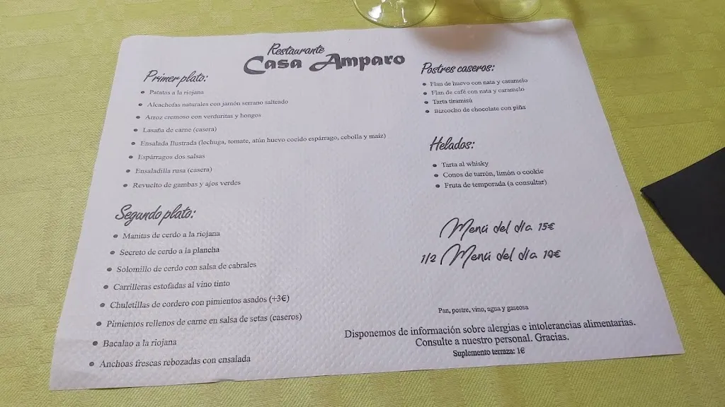 Menu_Bar Restaurante Casa Amparo_Santo Domingo de la Calzada_immagine_2