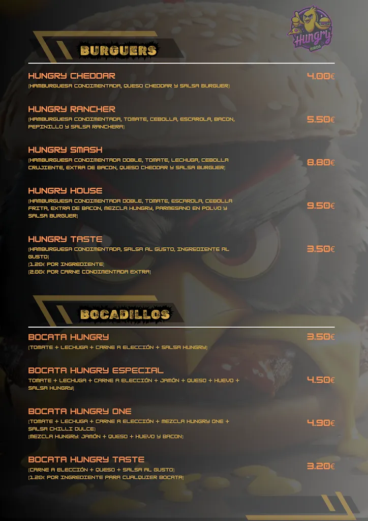Menu_Hungry Birds - Bar La Aldea de San Nicolás - Comida rápida Burger and Pizza_Aldea de San Nicolás La_image_1