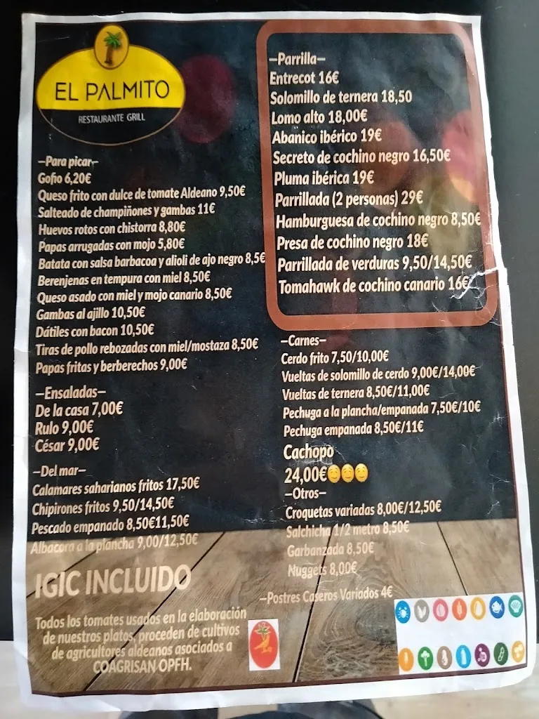 Menu_Restaurante Grill El Palmito._Aldea de San Nicolás La_image_1