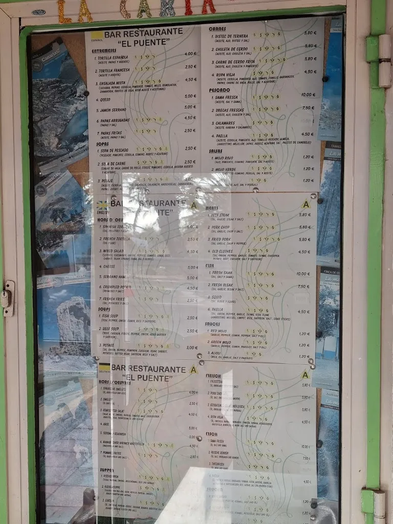 Menu_Bar Restaurante El Puente_Aldea de San Nicolás La_image_1
