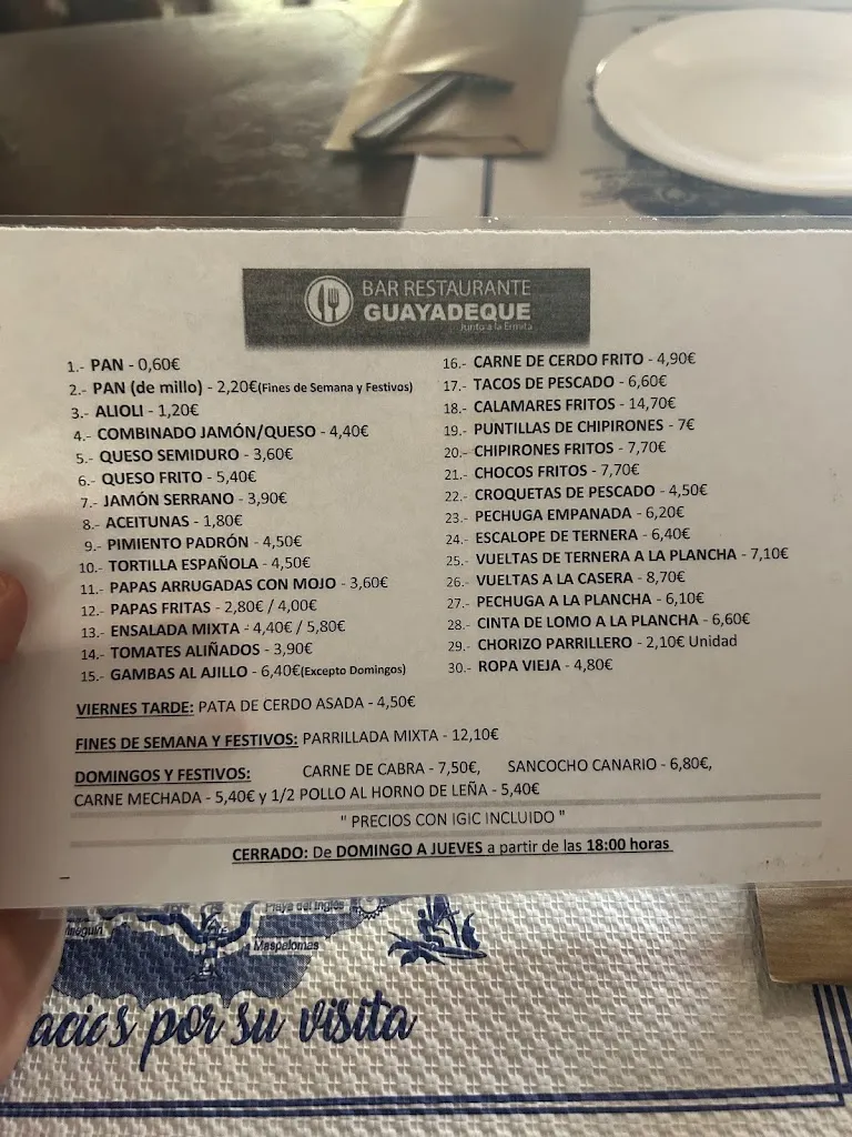 Menu_Bar Restaurante Guayadeque_Agüimes_image_2