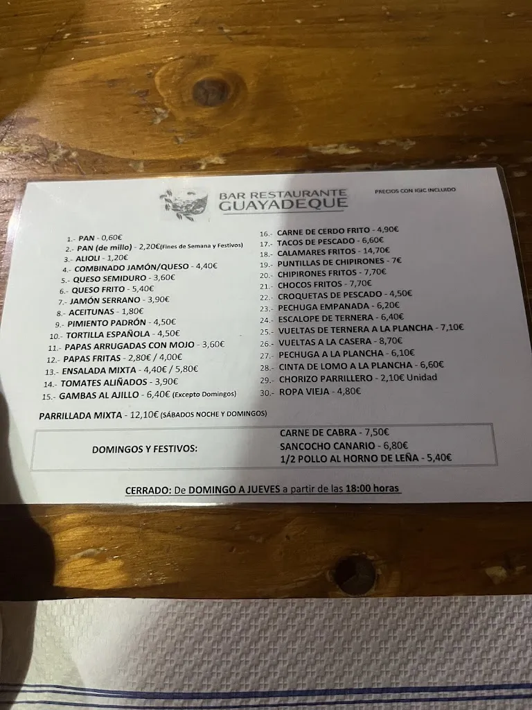 Menu_Bar Restaurante Guayadeque_Agüimes_image_3