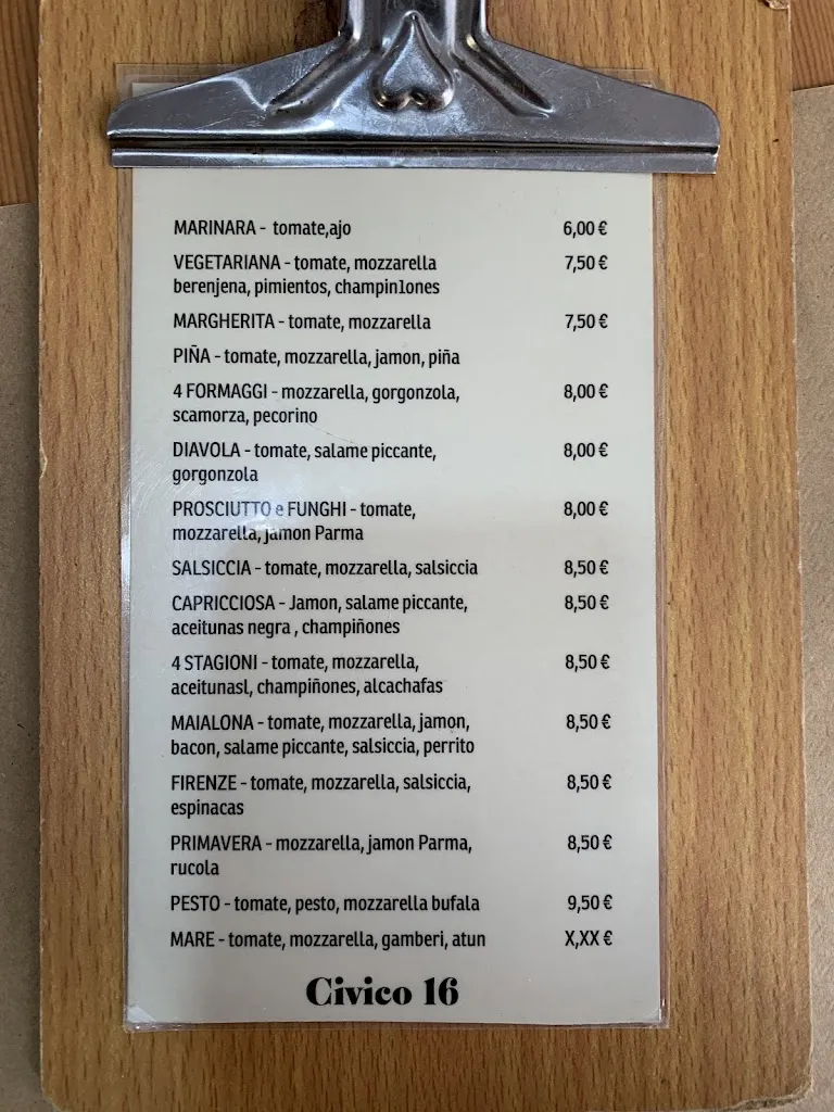 Menu_Gastrobar pizzeria civico 16_Agüimes_immagine_1