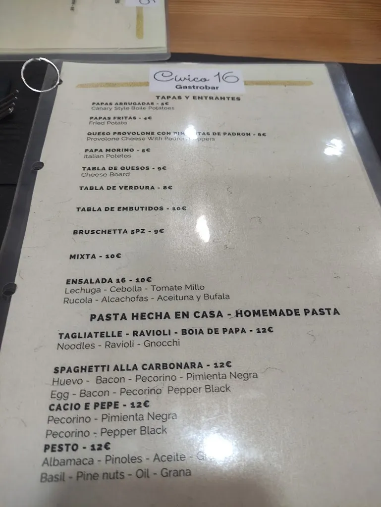 Menu_Gastrobar pizzeria civico 16_Agüimes_immagine_2