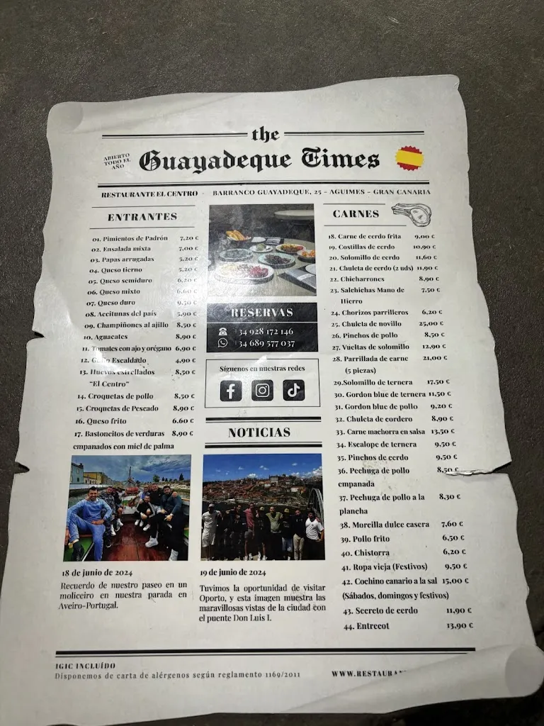 Menu_Restaurante El Centro_Agüimes_immagine_1