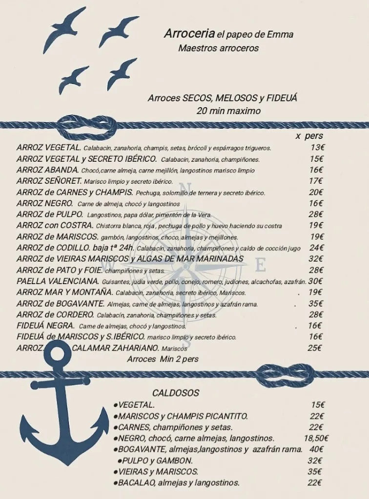 Menu_Arroceria El Papeo de Emma _Agüimes_immagine_1