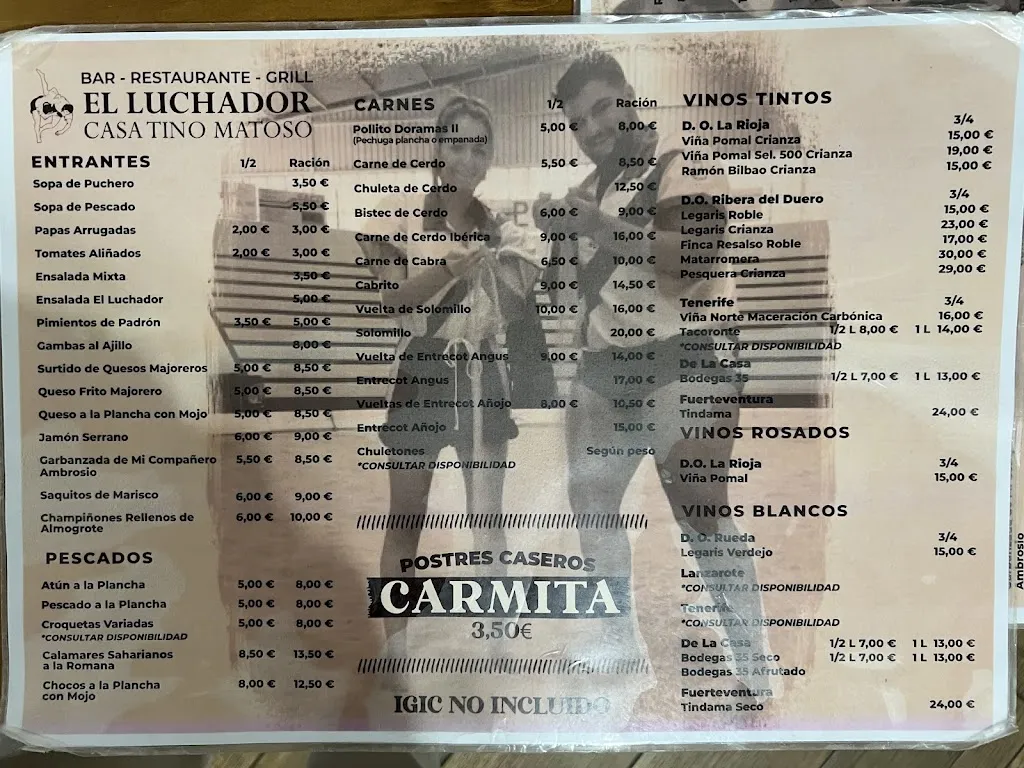 Menu_Restaurante Grill El Luchador, Casa Tino Matoso_Betancuria_image_1