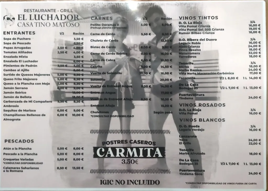 Menu_Restaurante Grill El Luchador, Casa Tino Matoso_Betancuria_image_4
