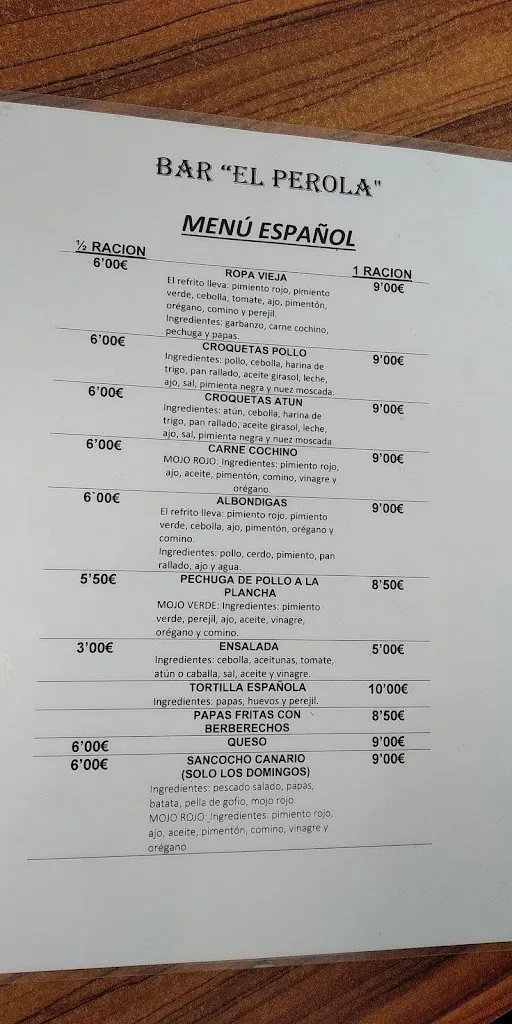 Menu_Bar El Perola_Agaete_image_1