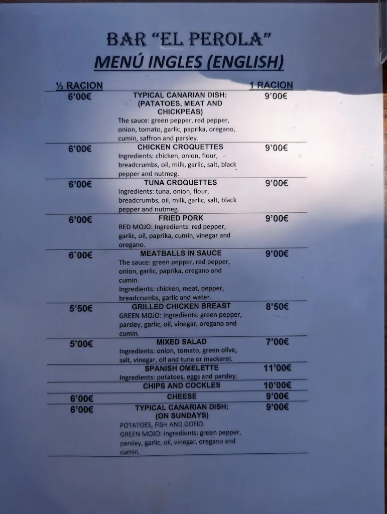Menu_Bar El Perola_Agaete_image_3