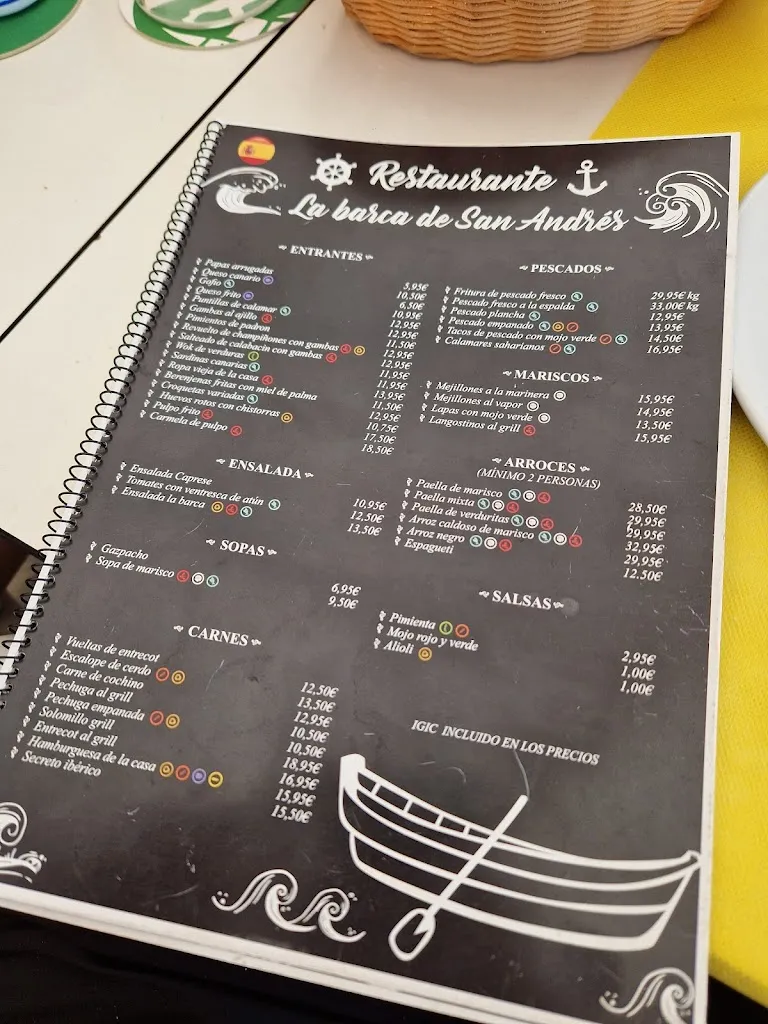 Menü_Restaurant la barca de San Andrés II_Agaete_Bild_1