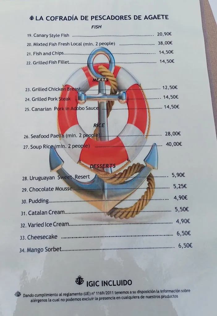 Menu_Restaurante Cofradía de Pescadores_Agaete_immagine_2