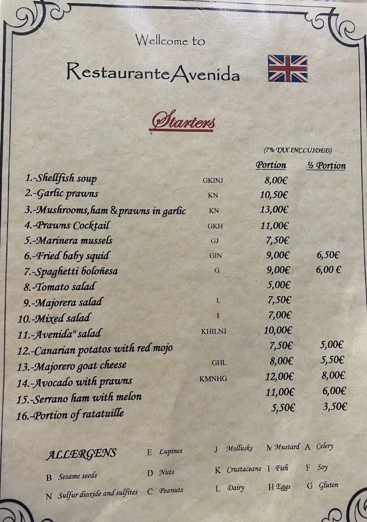 Menu_Avenida Restaurante_Corralejo_image_2
