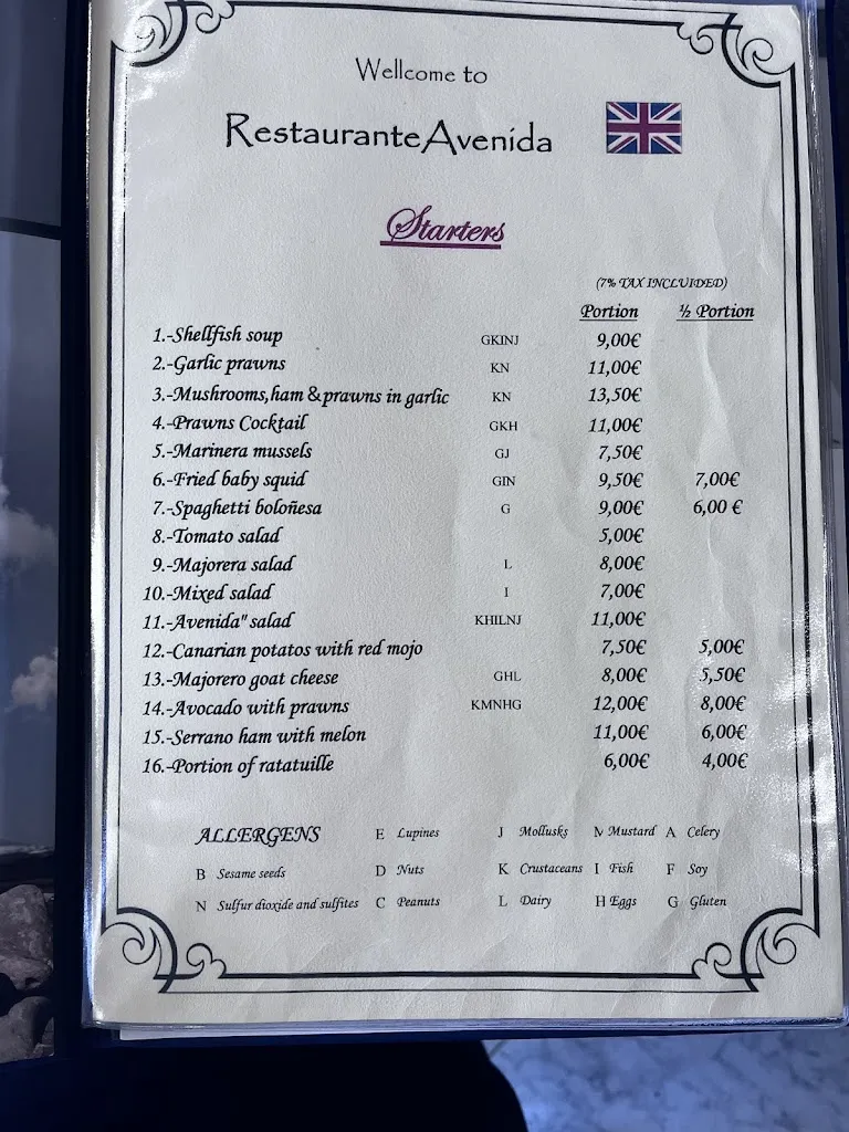 Menu_Avenida Restaurante_Corralejo_image_3