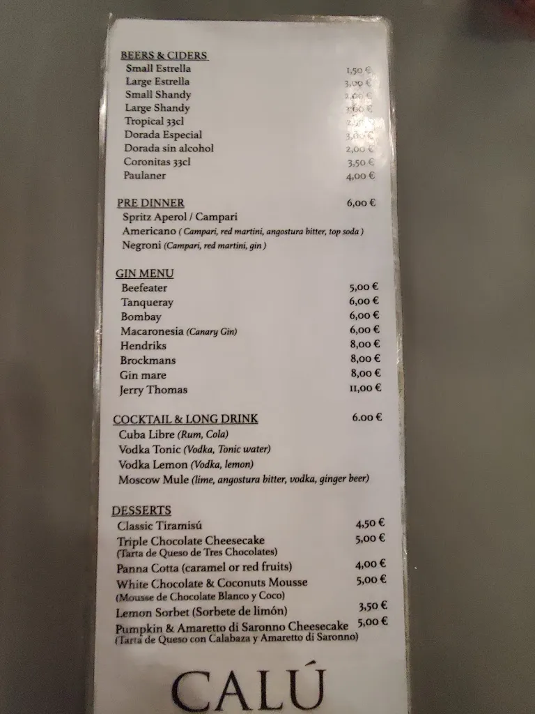 Menu_Calù Restaurante_Corralejo_image_1