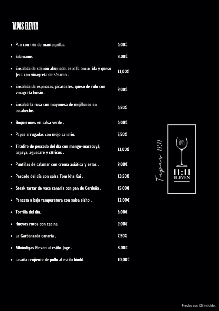 Menu_Vinoteca Arucas 11:11 Eleven_Arucas_immagine_1