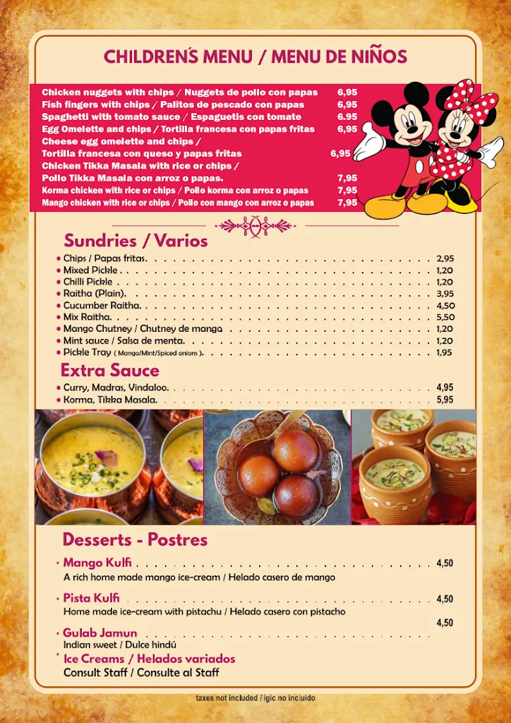 Menu_DIVINE INDIA_Costa Teguise_image_2