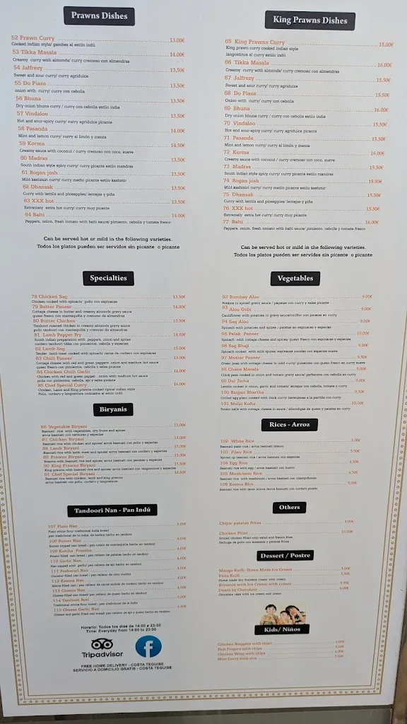 Menu_Namaste India playa_Costa Teguise_image_1