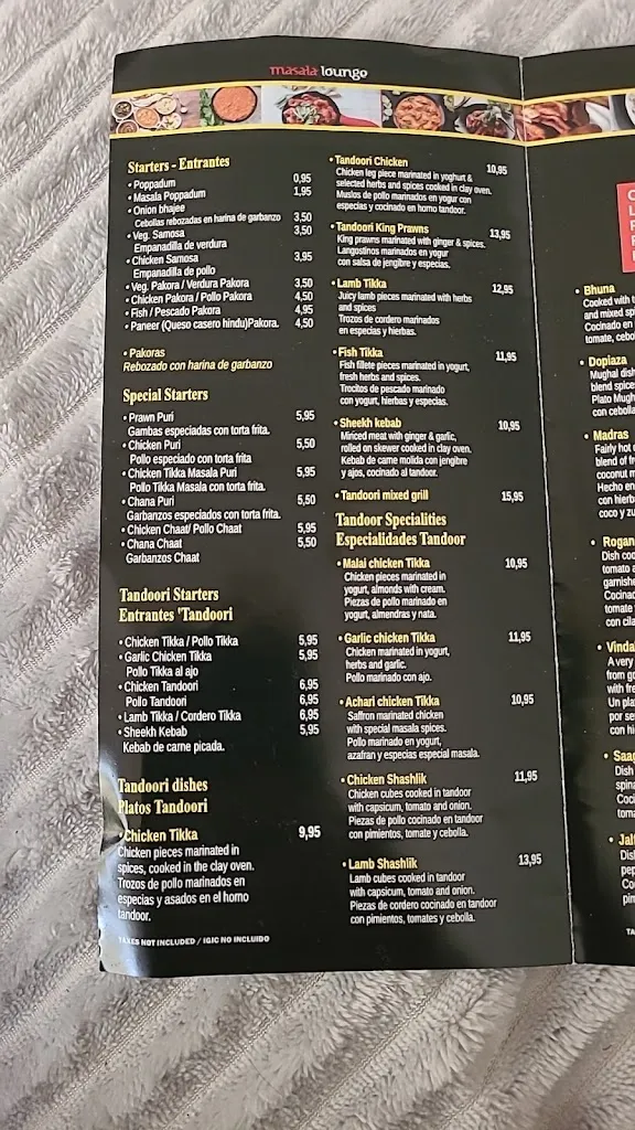 Menu_Masala Lounge Indian Restaurant & Bar_Costa Teguise_image_1