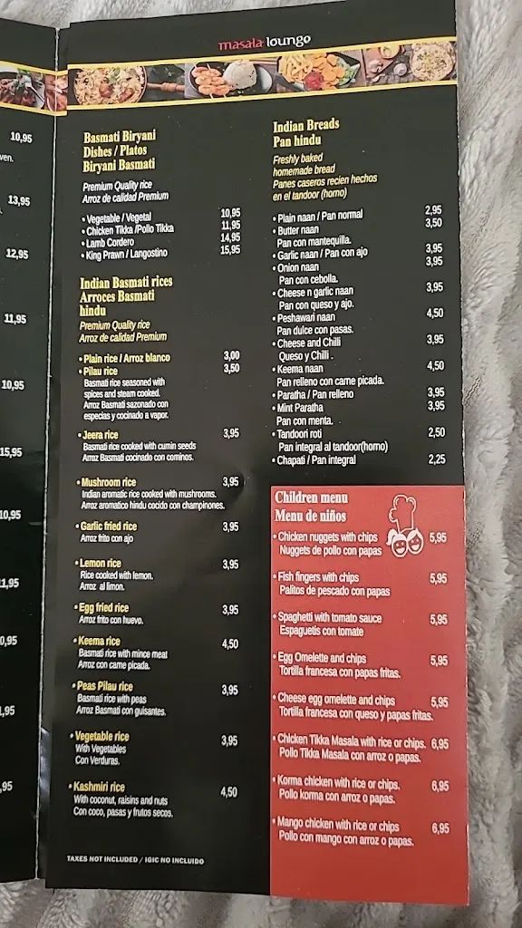 Menu_Masala Lounge Indian Restaurant & Bar_Costa Teguise_image_2