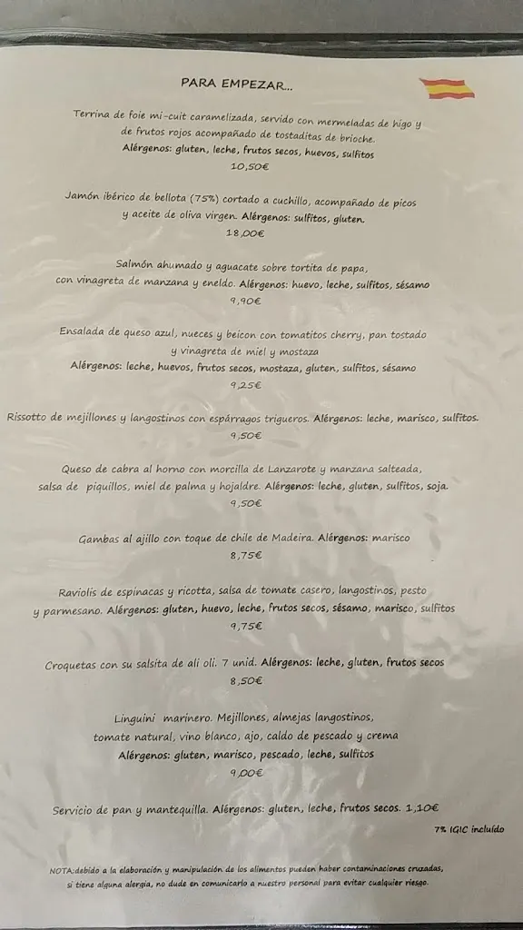 Menü_Restaurante El Navarro_Costa Teguise_Bild_3