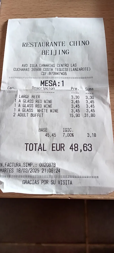 Mike Seviour_Beijing Chinese Restaurant_Costa Teguise_review