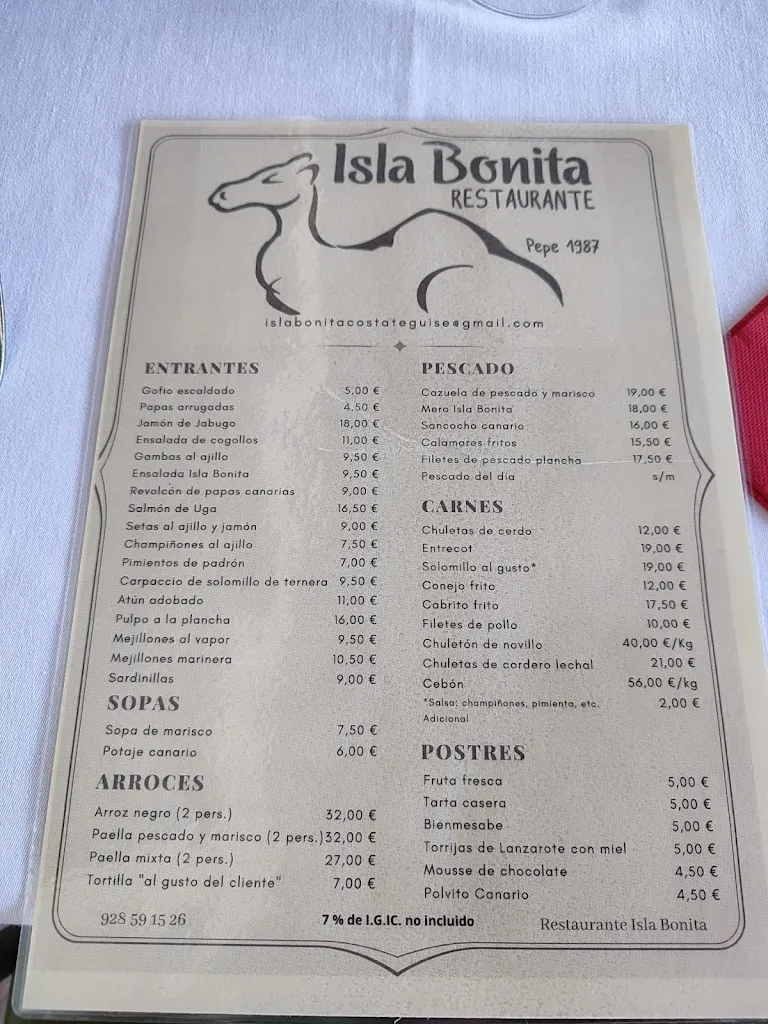 Menu_Restaurante Isla Bonita_Costa Teguise_image_1