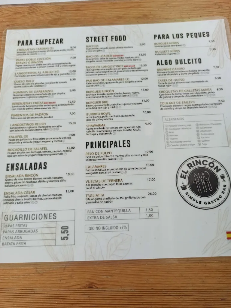 Menu_El rincón simple gastro bar_Costa Teguise_image_1