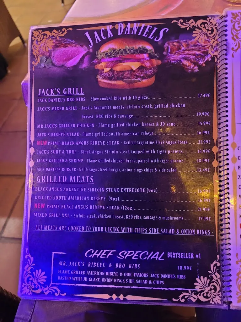 Menu_Jack Daniel's Bar_Costa Teguise_image_1